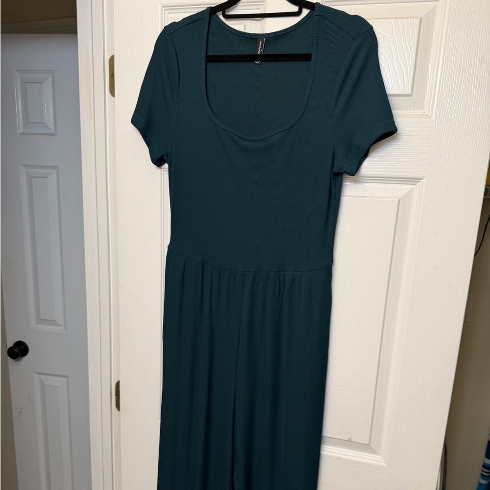 Teal Ribbed Jumpsuit for Women